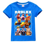 Pojkar Flickor Sommar Casual Kortärmad T-shirt Roblox Barn Bomulls T-shirt Topp Mörkblå Dark blue 140cm