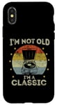 Coque pour iPhone X/XS Tourne-disque rétro vintage I'm Not Old I'm Classic Meme Funny