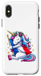 Coque pour iPhone X/XS Licorne câlinant drapeau de la France pour garçons, filles, femmes, enfants