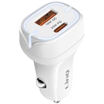 Chargeur Voiture Allume Cigare 2x Sorties USB et USB C 38W Compact LinQ blanc