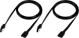 2Pcs Sata Iii Disque Câble Adaptateur 6Gbps Sata 3.0 Donnée Câble Sata 3.0 Droit Plat Câble Sata 3.0 Extension Cable, Pour Disque Dur Sata Hdd Ssd Cd Pilote, Noir, 1M/3.2Ft[L1848]