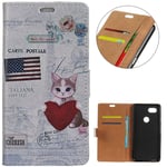 KM-WEN® Case for Google Pixel 3 (5.4 Inch) Book Style Heart Cat Pattern Magnetic Closure PU Leather Wallet Case Flip Cover Case Bag with Stand Protective Cover Color-6