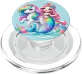 Sirène Fille Licorne Fête Arc-en-ciel Poney Floral Magique PopSockets PopGrip pour MagSafe