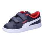 PUMA Unisex Baskets Smash 3.0 Leather V Bébé, Navy-White-For All Time Red, 21 EU