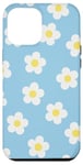 iPhone 12 Pro Max Light Blue Flower Daisy Leaf Cute Floral Pastel Pattern Case