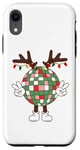 iPhone XR Christmas disco ball with antlers, peace sign, reindeer Case