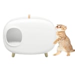 N / A HAIBING Cat Litter Tray, Cat Litter Box with Litter Shovel Cat Litter Boxeasy with Non-slip Feet Access for Cleaning (Color : White, Size : 604 * 457 * 385mm)