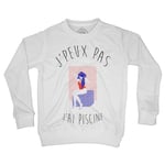 Sweat Shirt Enfant J'peux Pas J'ai Piscine Humour Dessin Femme Cheveux Bleus Maillot De Bain Rouge