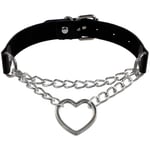 1 st svart läder choker O-ring vintage gotisk punk choker maskeradklänning rock Style 3