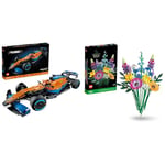 LEGO 42141 Technic McLaren Formula 1 2022 Replica Race Car Model Building Kit, F1 Motor Sport Set & 10313 Icons Wildflower Bouquet Set, Artificial Flowers with Poppies and Lavender