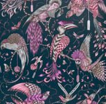 Emma J Shipley Animalia Audubon Wallpaper Pink - W0099/04 - New Sealed