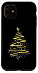 Coque pour iPhone 11 Motif sapin de Noël doré