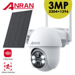 ANRAN 3MP WIFI Security Camera Solar Powered Outdoor Wireless CCTV PTZ Motorised