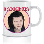 Funny Mug Harry Styles Parody, One Direction, 1D Bestie Mug, Music Lover, Cute Mug, Celebrity Fan Merch Merchandise Heart Throb Novelty Birthday Office Cup Drink Tea Coffee - I Adore Tea - CMUG18