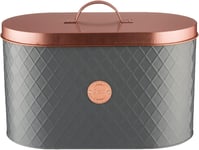 Typhoon Henrik Grey Coated Steel Bread Bin With Copper Lid, 7.5 L