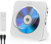 Lecteurs DVD pour TV Bluetooth DVD Player Lecteur CD de Bureau Gratuit Lecteur DVD CD Home Haut-Parleur Réveil Radio FM Lecteur CD de Carte USB Comprend Télécommande Câble HDMI(Blanc)