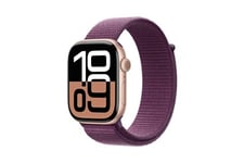 Apple Watch Series 10 GPS + Cellular 46mm Boîtier en Aluminium Rose Gold avec Boucle Sport Prune