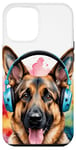 Coque pour iPhone 15 Pro Max Berger Allemand Écouteurs Chien Alsacien Animaux Imprimé