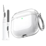 AhaStyle Transparente Coque AirPods 4 (2024) avec Kit Nettoyage [Anti-Jaunissement] Étui Protection TPU Souple Clear Housse pour AirPods 4ème Génération Supportant Recharge USB-C et Recharge sans Fil