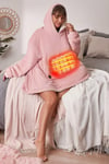 Heated Electric Oversized Hoodie Blanket Sherpa Fleece including Power Bank