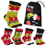 The Grinch Socks Men Multipack Calf Length Socks Teenagers Soft Breathable Funny Cute Christmas Gifts Secret Santa Stocking Stuffers (Multi)