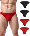 Avidlove Homme Slip Remonte Fesse Briefs sous Vetements Lot de 4 2 X Noir/ 2 X Rouge XXL