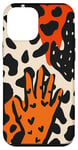 Coque pour iPhone 12 mini Imprimé animal art déco orange avec doigt coréen cœur main