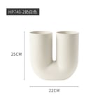 Vase En Céramique De Style Nordique Simple Ins Simple Personnalité Créative Salon Porche Décoration Florale De Petit Calibre En Forme Spéciale-Hp740-2 Vase En Forme De U Rond Blanc Laiteux