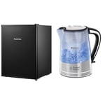 Russell Hobbs RHTTF67B 66 Litre Reversible Doors Table Top Mini Fridge, Black & Brita Filter Purity 1.5L, Fast boil 3KW Electric Cordless Kettle for cleaner