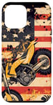 Coque pour iPhone 12 Pro Max Drapeau américain Art déco jaune pour moto Dirt Bike Braap