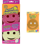 Scrub Daddy Scrub Mommy Rose Éponge Lavable Anti Scratch Double Face, Eponge Vaisselle, Cuisine et Salle de Bain, Lot de 2 & Daddy Caddy - Porte Eponge Evier Cuisine Ventouse, Support Eponge