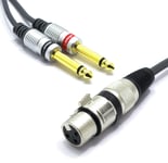 Câble Xlr Femalle Vers Double Jack 6.35Mm Mono 1.5M Audio Adaptateur Femalle Prise 3 Broches Connecteur Xlr Vers 2X Mâle Jack 6.35 Ts Câble De Connexion Microphone Audio Splitter[YIN142727]