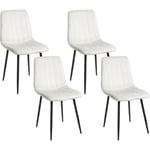 Beliani - Lot de 4 Chaises de Repas Salle à Manger Moderne Pieds en Métal Sièges en Velours Blanc Cassé Kalispell