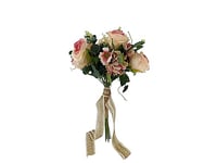 DRW Bouquet de Mariée Rose avec Roses et Fleurs Sauvages Bouquet Artificiel Mariée Rose 56x32Ø cm