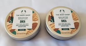 2 x THE BODY SHOP - SHEA BODY BUTTER - 50ML EACH - VERY DRY SKIN - NOURISHING