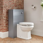 Meuble WC rétro avec cuvette WC à poser, réservoir et abattant – 50 cm – Gris clair - Thornton