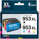 DOREINK 953XL Cartouches d'encre Compatible avec Cartouche HP 953 953 XL pour HP Officejet Pro 7720 7740 8710 7730 8210 8218 8715 8718 8719 8720 8725 8728 8730 8740 (Noir Cyan Magenta Jaune)