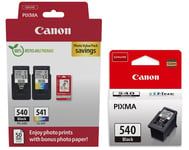 2x Canon PG540 Black & 1x CL541 Colour Ink Cartridge For PIXMA MG3650 Printer