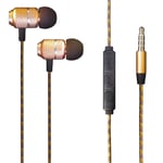 For Samsung Galaxy A12/A02S/A11/A21/A31/A21s Earphone, Samsung Galaxy A12/A02S/A11/A21/A31/A21s Headphone【Premium Quality】Bass Stereo In-ear Earbuds with Remote and Mic with 3.5mm Jack (GOLD)