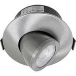 Nordtronic Low Profile Flexible Infällda spotlight, drivdon & tilt, Ø7,5 cm, borstad alu, 3000K