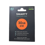 Smarty £10 Sim Card Pay As You Go 3G 4G 5G (Runs on Three Network in the UK)