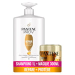 Pantene Pro-V XXL Repair & Care Shampooing 1 litre + Masque 300 ml, pour cheveux fragiles et abîmés, 300 ml