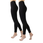 Cette 1/2 Paires – Collant Thermique sans Pied, Legging Opaque, Legging Chaud molletonné, intérieur Polaire, Collant sans Pied d’Hiver | 300 DEN | Noir | S/M, M/L, L/XL (L-XL, 2 X Noir)