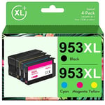 Gureef 953XL Ink Cartridges Multipack for HP 953 for HP 953XL Ink Cartridges for HP Officejet Pro 7720 7740 8710 8715 8720 8730 8210 8716 8719 7730 8218 8718 8725 8728 8740 (Black Cyan Magenta Yellow)