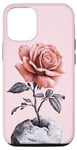 Coque pour iPhone 12/12 Pro Rose rouge rose éclate l'art de la pierre