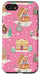 iPhone SE (2020) / 7 / 8 Preppy Pink Christmas Gingerbread House and Xmas Tree Winter Case