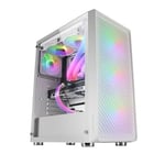 Mars Gaming MC-F Blanc, Moyen-tour Gaming ATX, Fenêtre Verre Trempé, Façade Metal-Mesh, 4 Ventilateurs ARGB 120 mm