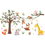 Stickers Muraux Animaux Forêt Arbre Autocollant Mural Animaux Renard Cerf Feuilles Décoration Murale Chambre Enfants Bébé Pépinière