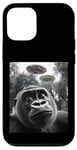 Coque pour iPhone 12/12 Pro Gorilla Selfie avec Alien OVNI pour hommes, femmes, garçons, filles, enfants