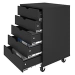 YITAHOME Caisson de Bureau 5 tiroirs, Armoire de Rangement de Bureau Mobile, Convient pour Papier A4, Fichiers, Imprimantes Maison Caisson de Rangement, Noir